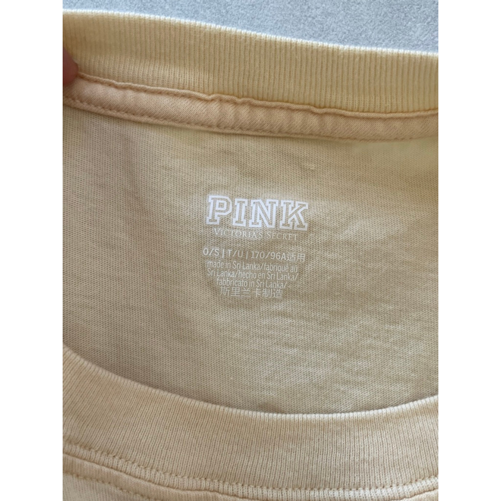 Women's PINK Victoria's Secret Short Sleeve Tee OS Yellow Brown - Picture 4 of 4